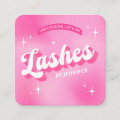 Trendy Lashes Groovy Girly Pink Lash Extensions Quadratische Visitenkarte (Vorderseite)