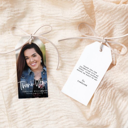 Trendy Lässig Script Abschluss Foto Vielen Dank Geschenkanhänger