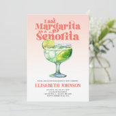 Trendy Last Margarita als Señorita Bachelorette Einladung (Stehend Vorderseite)