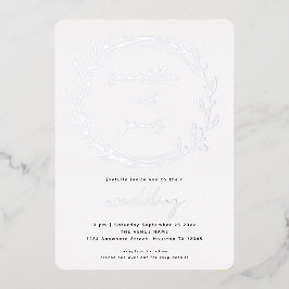 Trendy Laurel Leaf Qr Code Script Wedding Real Folieneinladung