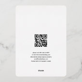 Trendy Laurel Leaf Qr Code Script Wedding Real Folieneinladung (Rückseite)