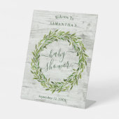 Trendy Laurel Wreath Greenerenery Baby Dusche Will Sockelschild (Vorderseite)