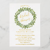 Trendy Laurel Wreath Greenerenery Brautparty Real Folieneinladung (Vorderseite)