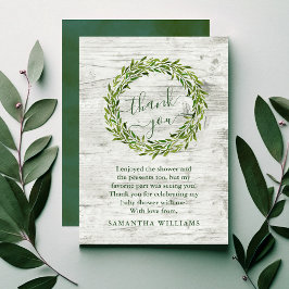 Trendy Laurel Wreath Greenery Baby Shower Dankeskarte