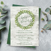 Trendy Laurel Wreath Greenery Baby Shower Einladung