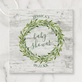 Trendy Laurel Wreath Greenery Baby Shower Geschenkanhänger