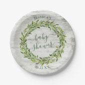 Trendy Laurel Wreath Greenery Baby Shower Pappteller (Vorderseite)