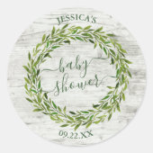 Trendy Laurel Wreath Greenery Baby Shower Runder Aufkleber (Vorderseite)