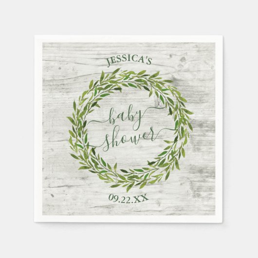 Trendy Laurel Wreath Greenery Baby Shower Serviette (Vorderseite)