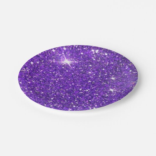 Trendy Lavender Lila Sparkling Glitzer Glitz Pappteller (Schrägansicht)