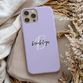 Trendy Lavender Schwarz-weiß Script Monogram Case-Mate iPhone Hülle