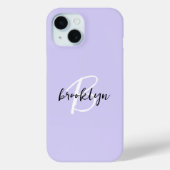 Trendy Lavender Schwarz-weiß Script Monogram Case-Mate iPhone Hülle (Rückseite)
