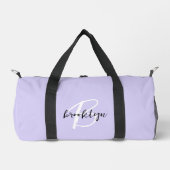 Trendy Lavender Schwarz-weiß Script Monogram Duffle Bag (Vorderseite)