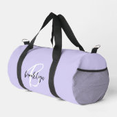 Trendy Lavender Schwarz-weiß Script Monogram Duffle Bag (Rechte Ecke)