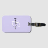 Trendy Lavender Schwarz-weiß Script Monogram Gepäckanhänger (Vorderseite (Horizontal))