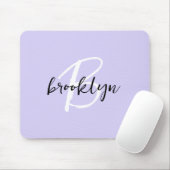 Trendy Lavender Schwarz-weiß Script Monogram Mousepad (Mit Mouse)