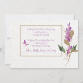 Trendy Lavender und Glitzer Weihnachts-Foto Karte (Rückseite)