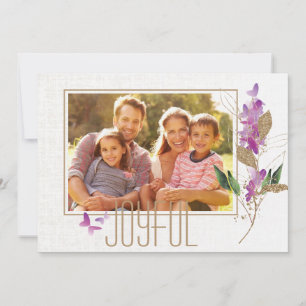 Trendy Lavender und Glitzer Weihnachts-Foto Karte