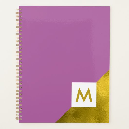 Trendy Lavender und Gold Monogram Planer (Vorderseite)
