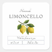 Trendy Lemon Event Wedding Limoncello Quadratischer Aufkleber (Vorderseite)
