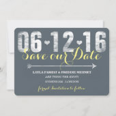 Trendy Lemon & Gray Save the Date (Vorderseite)