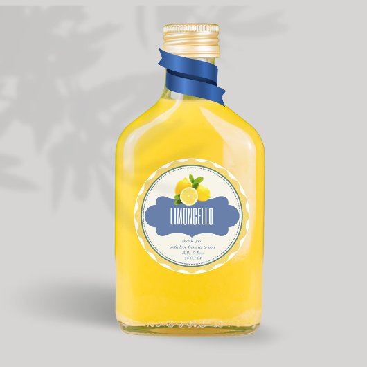 Trendy Lemons hausgemachte Limoncello Flaschenetik Runder Aufkleber