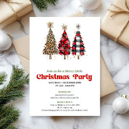 Trendy leopard and buffalo Christmas tree invite Einladung