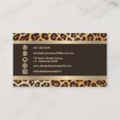 Trendy Leopard Animal Print Brown and Gold Stripes Visitenkarte (Rückseite)