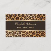 Trendy Leopard Animal Print Brown and Gold Stripes Visitenkarte (Vorderseite)