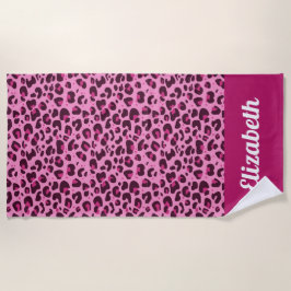 Trendy leopard bedruckt pink mit name strandtuch