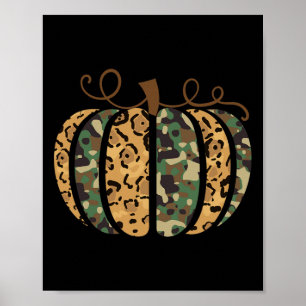 Trendy Leopard Camouflage Pumpkin Animal Print Che Poster