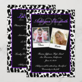 Trendy Leopard Dann und Jetzt Abschluss Einladung (Vorne/Hinten)