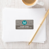 Trendy Leopard Druckmuster mit Aqua Monogram Adressaufkleber (Insitu)
