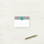 Trendy Leopard Druckmuster mit Aqua Monogram Post-it Klebezettel (Auf Schreibtisch)