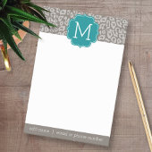 Trendy Leopard Druckmuster mit Aqua Monogram Post-it Klebezettel