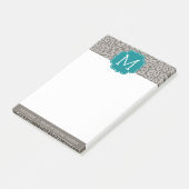Trendy Leopard Druckmuster mit Aqua Monogram Post-it Klebezettel (angewinkelt)