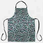 Trendy Leopard/Geetah Muster Aquamarin Schwarz Schürze (Vorderseite)