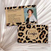 Trendy Leopard Print Custom Company Logo & Photo Visitenkarte