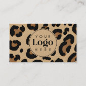 Trendy Leopard Print Custom Company Logo & Photo Visitenkarte (Vorderseite)