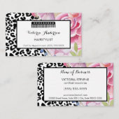 Trendy Leopard Print Floral Fairstylist mit Comb Visitenkarte (Vorne/Hinten)