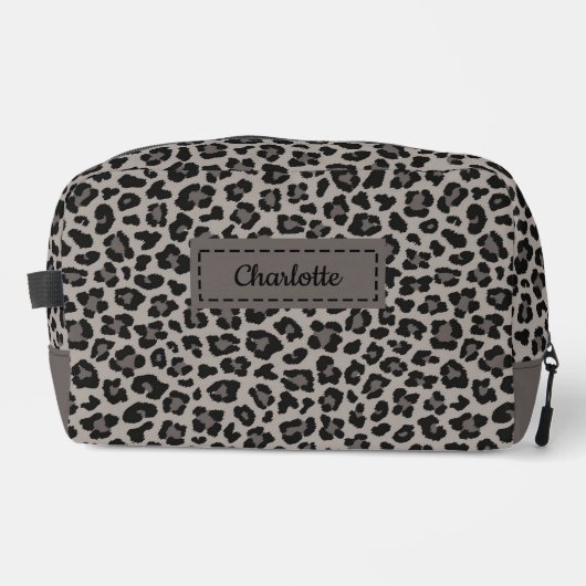 Trendy Leopard Print Individuelle Name Kosmetische Waschbeutel (Vorderseite)