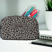 Trendy Leopard Print Individuelle Name Kosmetische Waschbeutel
