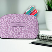Trendy Leopard Print Individuelle Name Kosmetische Waschbeutel