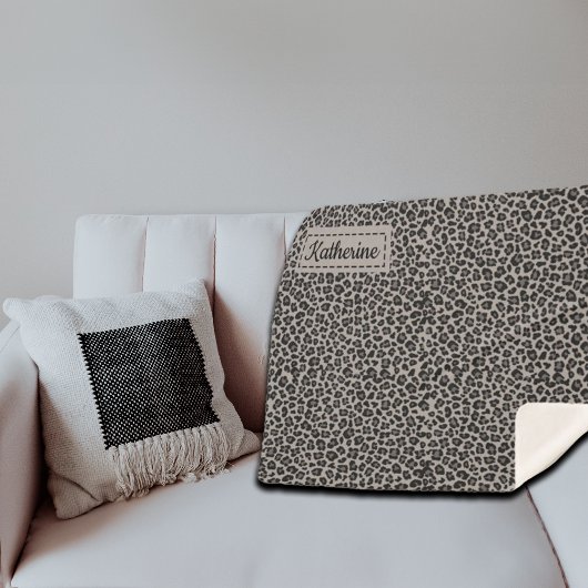 Trendy Leopard Print Individuelle Name Sherpadecke