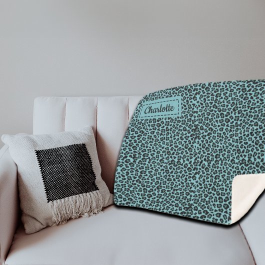 Trendy Leopard Print Individuelle Name Sherpadecke