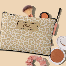 Trendy Leopard Print Individuelle Name Zubehörtasche