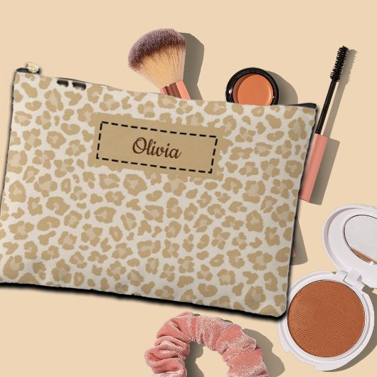Trendy Leopard Print Individuelle Name Zubehörtasche