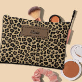 Trendy Leopard Print Individuelle Name Zubehörtasche
