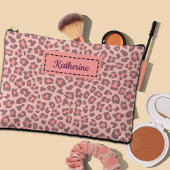 Trendy Leopard Print Individuelle Name Zubehörtasche