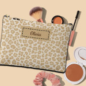 Trendy Leopard Print Individuelle Name Zubehörtasche